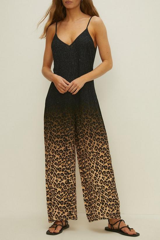 Oasis Beaded Ombre Animal Print Jumpsuit 1