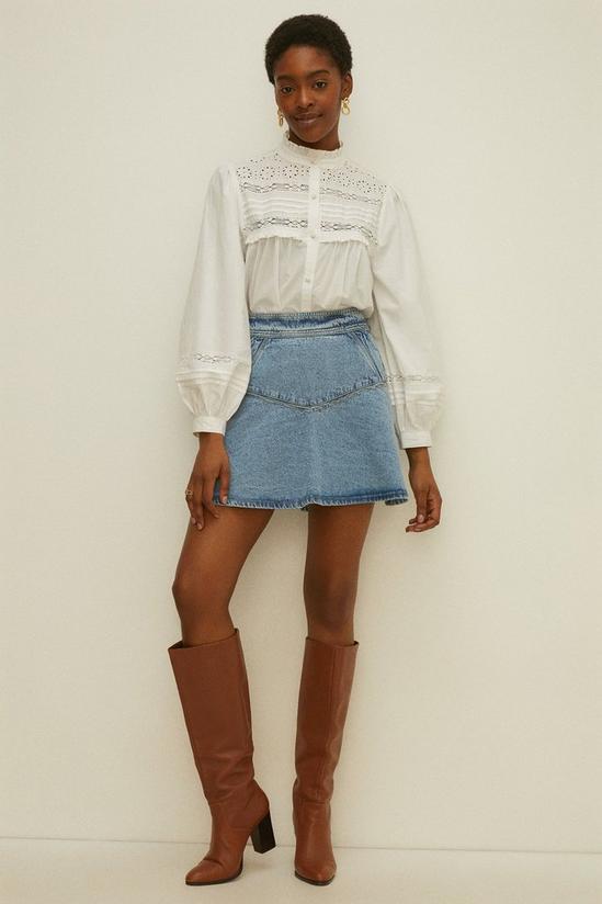 Oasis Super Pale Wash Flippy Denim Mini Skirt 1