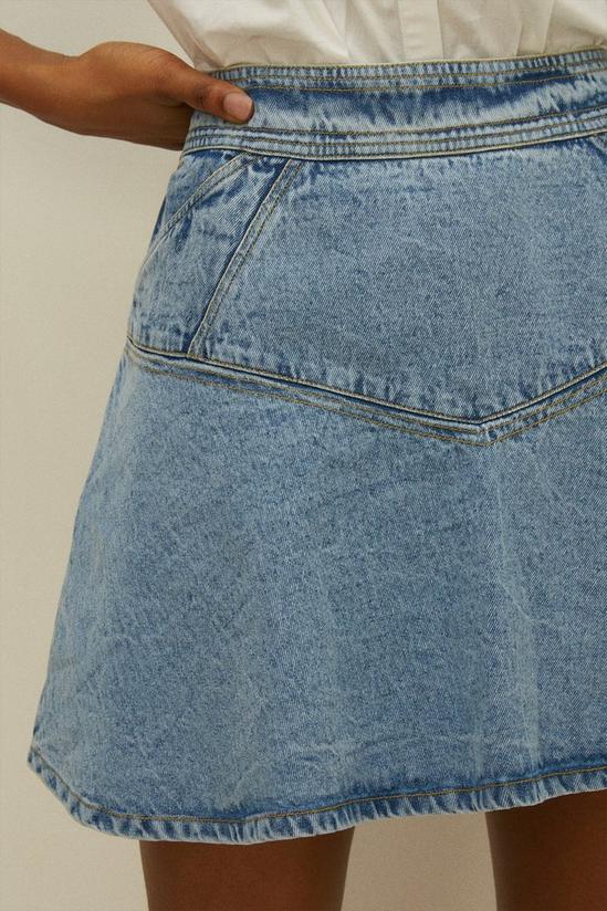 Oasis Super Pale Wash Flippy Denim Mini Skirt 2