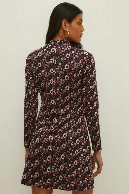 Oasis Floral Jacquard Funnel Neck Mini Dress 3