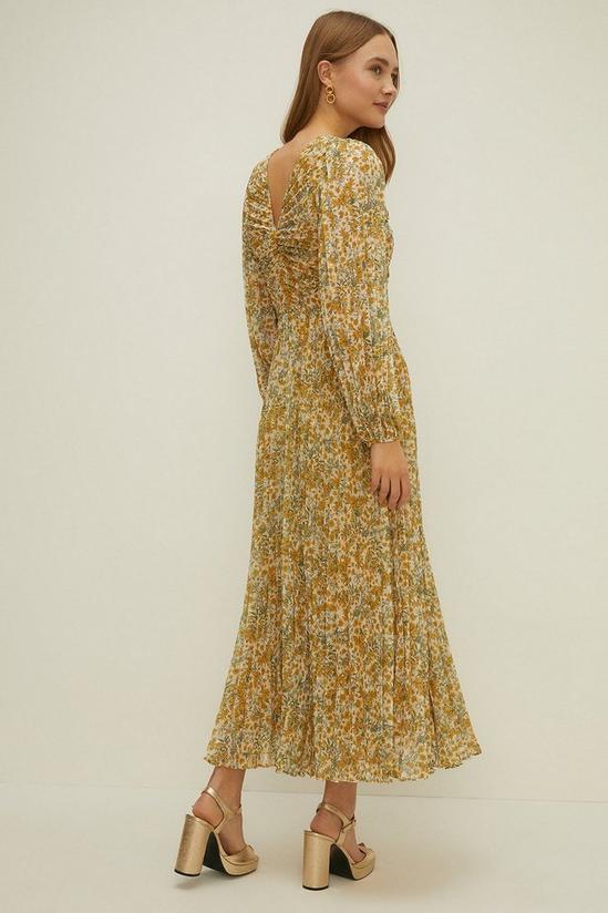 Oasis Metallic Trailing Floral Pleated Midi Dress 3
