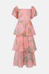 Oasis Laura Whitmore Watercolour Tiered Bardot Organza Midi Dress thumbnail 4