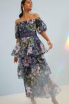 Oasis Lyanna Floral Tiered Organza Bardot Midi Dress thumbnail 1
