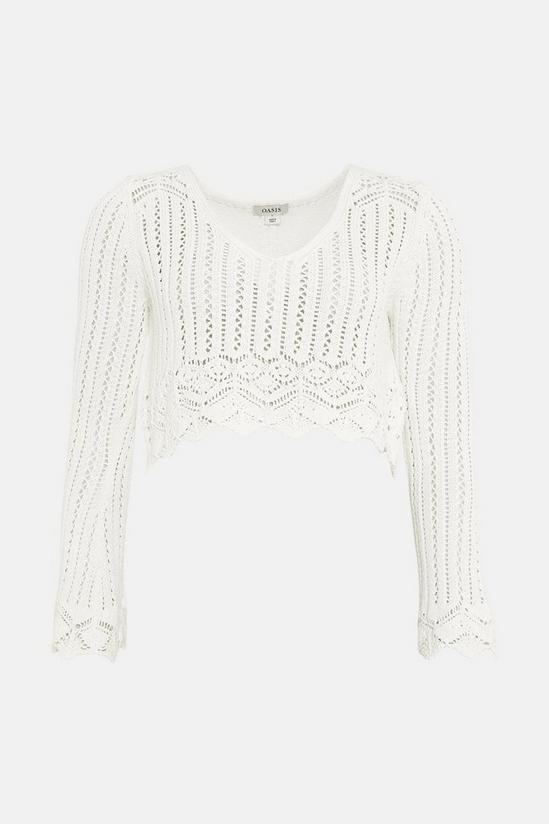 Oasis Laura Whitmore Crochet Look Knitted Crop Top 4