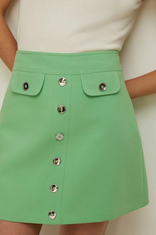 Oasis Premium Button Through  Aline Mini Skirt 2