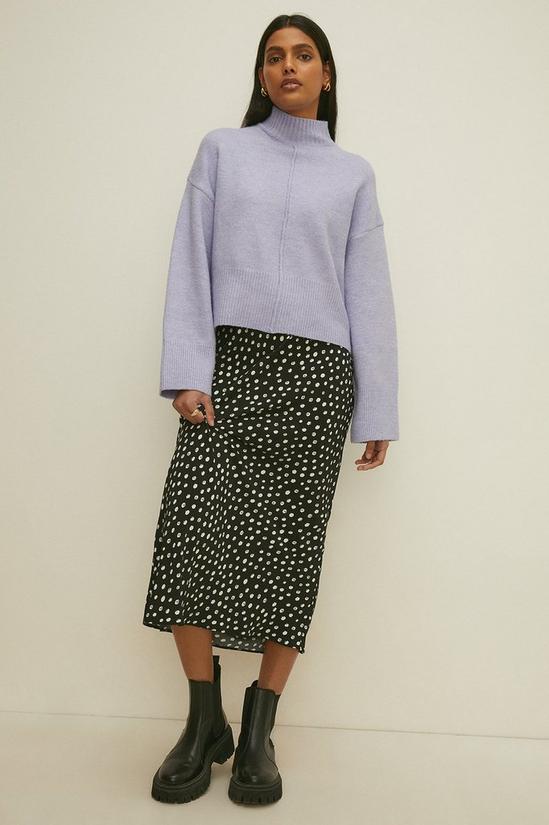 Oasis Polka Dot Printed Midi Bias Skirt 1