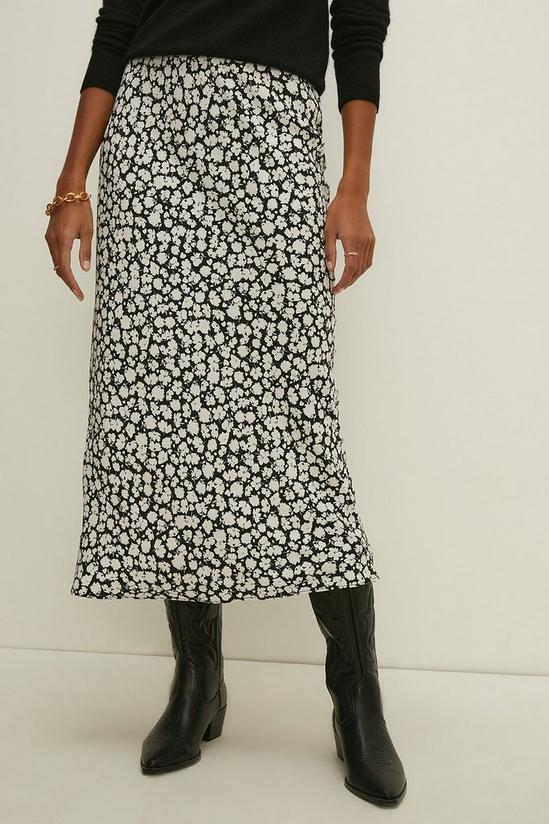 Oasis Mono Floral Printed Midi Bias Skirt 2