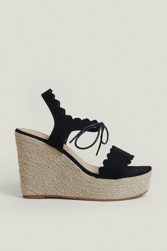 Oasis Scallop Edge Strap Tie Front Wedge 1
