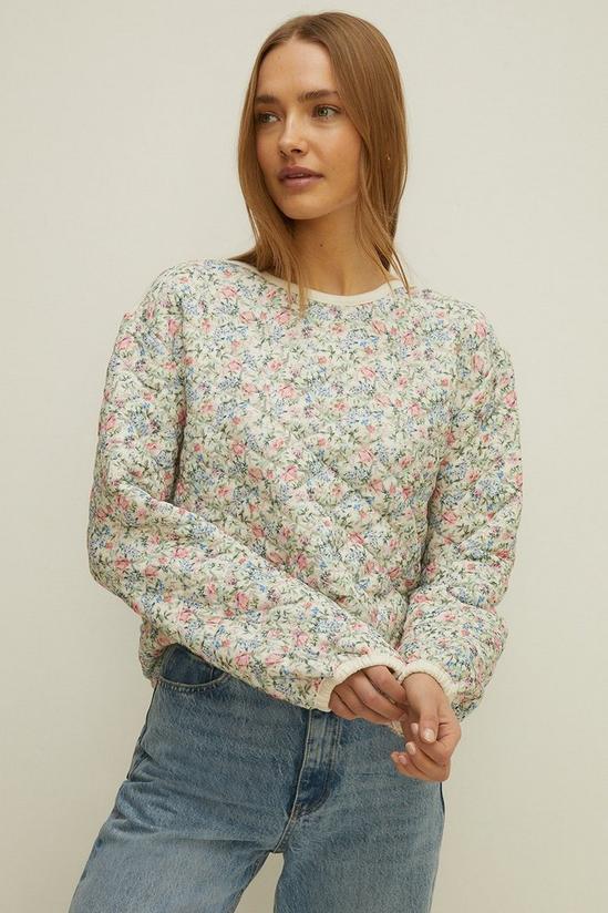 Oasis Floral Printed Quilted Sweatshirt 1