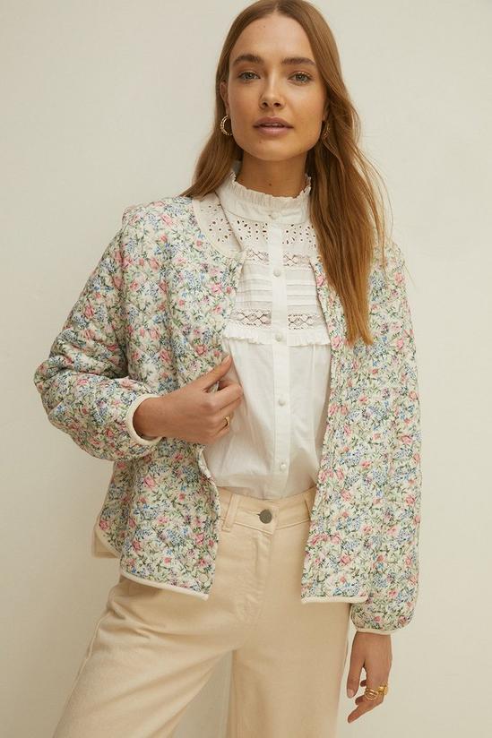 Oasis Floral Printed Quilted Bomber Jacket 2
