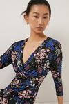 Oasis Slinky Jersey Floral Printed Wrap Ruched Mini Dress thumbnail 2