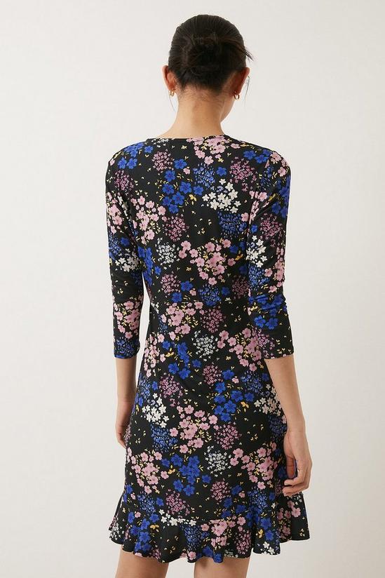 Oasis Slinky Jersey Floral Printed Wrap Ruched Mini Dress 3