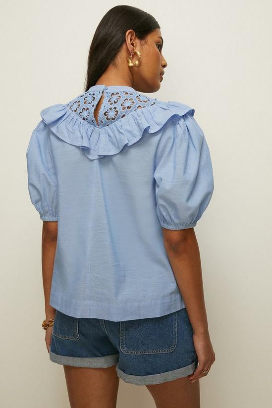 Oasis Puff Sleeve Lace Frill Blouse 3