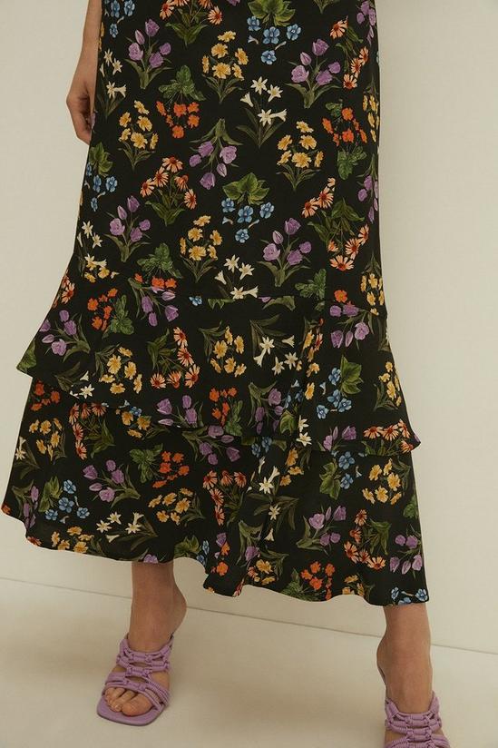 Oasis Tiered Hem Bouquet Floral Midi Skirt 2