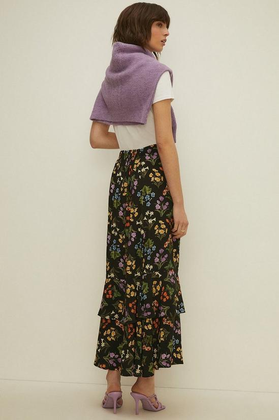 Oasis Tiered Hem Bouquet Floral Midi Skirt 3