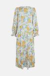 Oasis Shirred Cuff Meadow Floral Print Midi Dress thumbnail 4