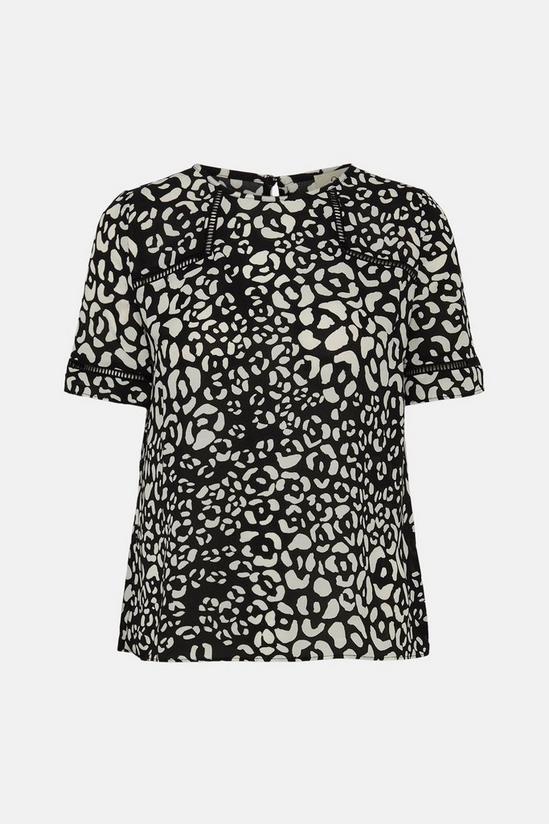 Oasis Essential Lace Insert Mono Animal Woven Tee 4