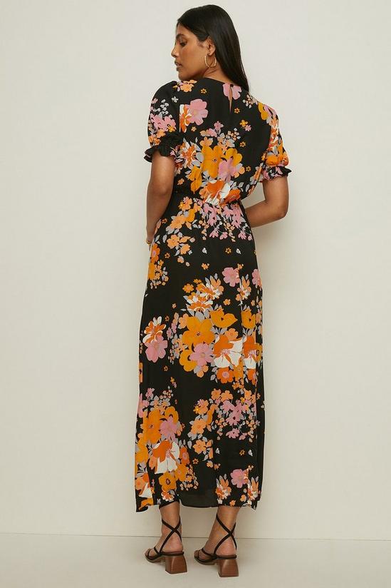 Oasis Vibrant Floral Puff Sleeve Midi Tea Dress 3