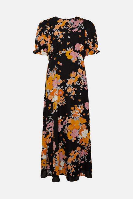 Oasis Vibrant Floral Puff Sleeve Midi Tea Dress 4