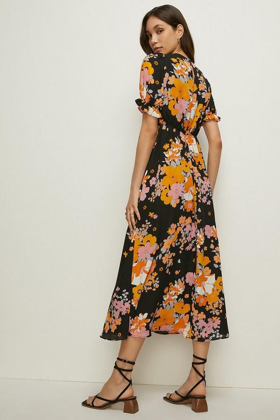 Oasis Petite Floral Puff Sleeve Midi Tea Dress 3