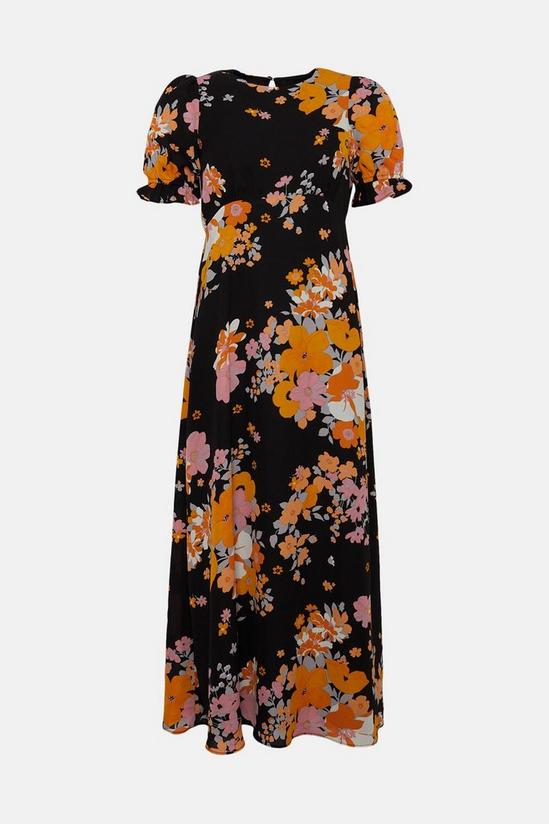 Oasis Petite Floral Puff Sleeve Midi Tea Dress 4