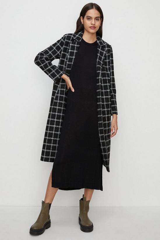 Oasis Mono Check Single Breasted Relaxed Coat 1