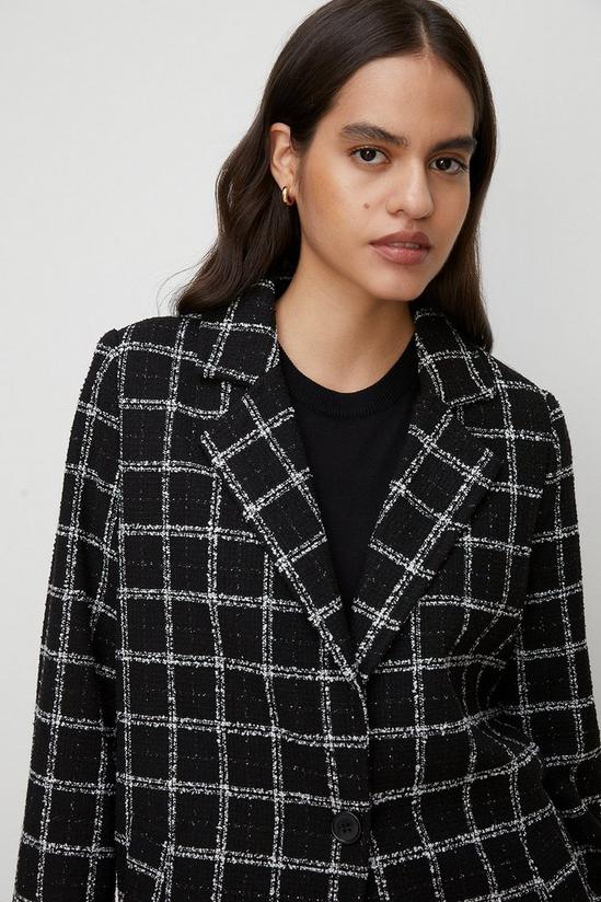Oasis Mono Check Single Breasted Relaxed Coat 2
