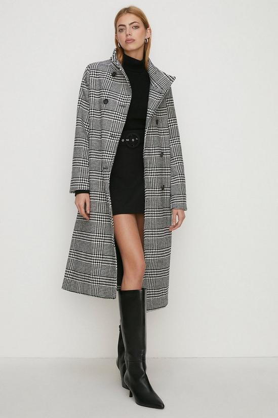 Oasis Check Collared Top Stitch Detail Coat 1