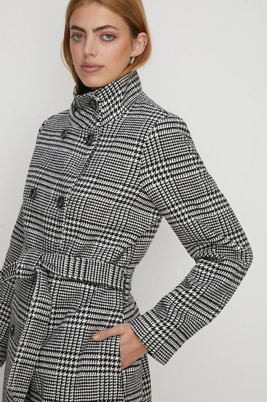 Oasis Check Collared Top Stitch Detail Coat 2