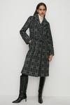 Oasis Mono Check Belted Wrap Turn Up Cuff Coat thumbnail 1