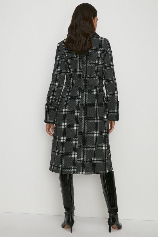 Oasis Mono Check Belted Wrap Turn Up Cuff Coat 3