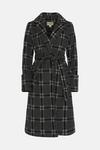 Oasis Mono Check Belted Wrap Turn Up Cuff Coat thumbnail 4