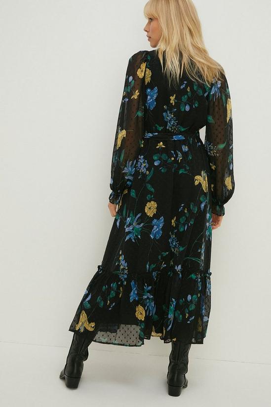 Oasis Petite Lace Trim Eastern Floral Dobby Chiffon Dress 3