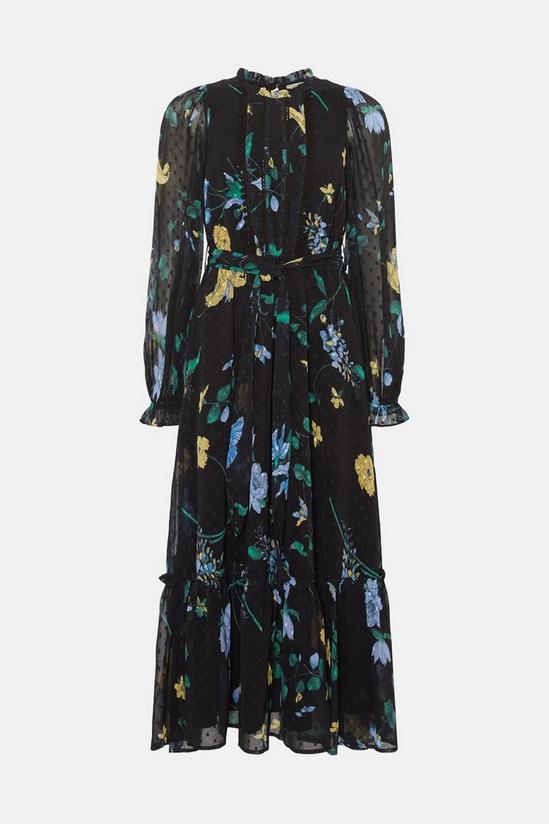 Oasis Petite Lace Trim Eastern Floral Dobby Chiffon Dress 4