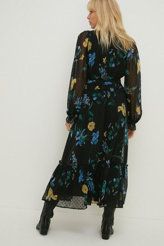 Oasis Lace Trim Eastern Floral Dobby Chiffon Dress 3