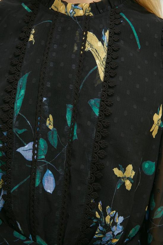 Oasis Lace Trim Eastern Floral Dobby Chiffon Dress 5