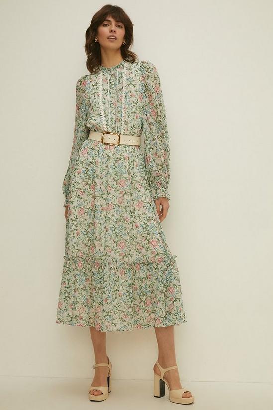 Oasis Lace Trim Floral Chiffon Midi Dress 2