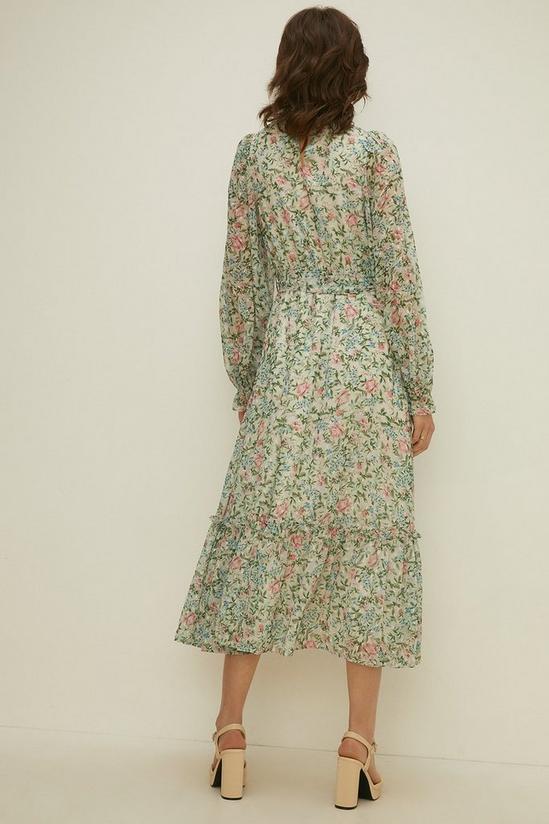 Oasis Lace Trim Floral Chiffon Midi Dress 3