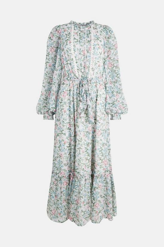 Oasis Lace Trim Floral Chiffon Midi Dress 4
