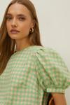 Oasis Petite Mint Check Puff Sleeve Tiered Dress thumbnail 2