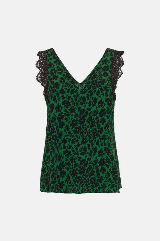 Oasis Green Floral Lace Trim Vest 4