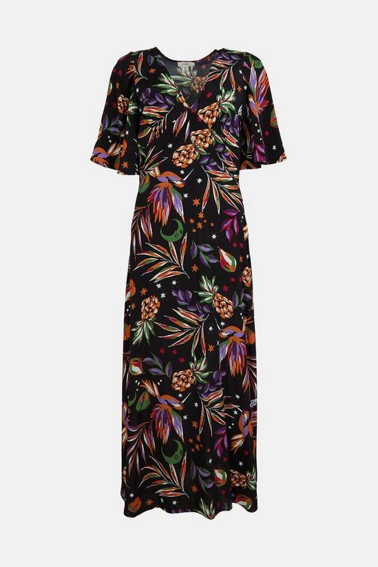 Oasis Starry Tropic Print Angel Sleeve Midi Dress 4