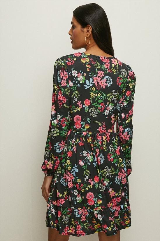 Oasis Slinky Jersey Floral Printed Smock Tiered Mini Dress 3