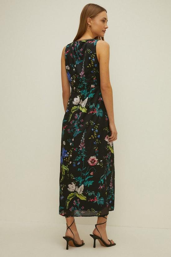 Oasis Petite V Plunge Floral Printed Satin Dress 3