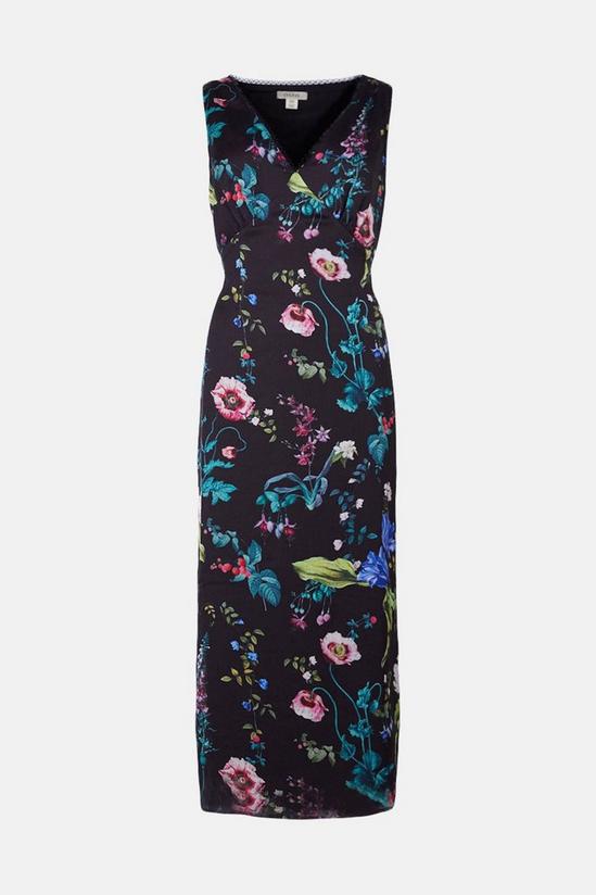 Oasis Petite V Plunge Floral Printed Satin Dress 4