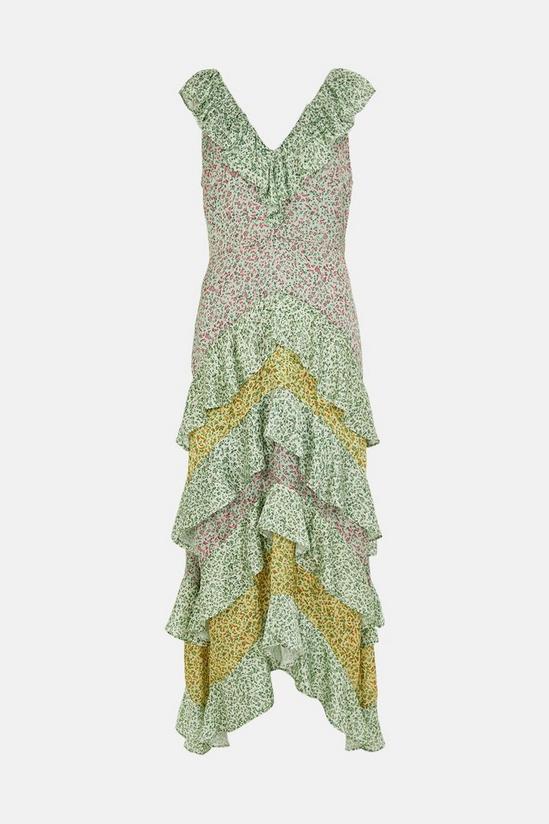 Oasis Micro Ditsy Mix Printed Tiered Maxi Dress 4