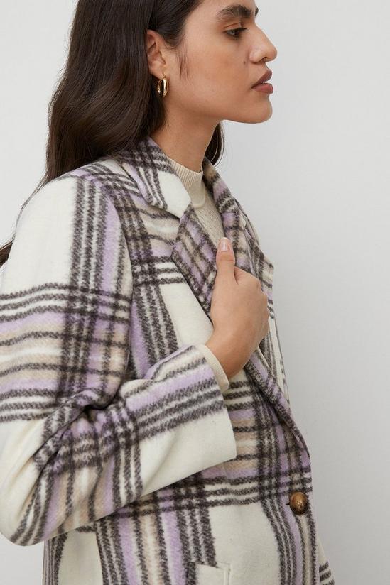 Oasis Purple Check Single Breasted Relaxed Coat 1