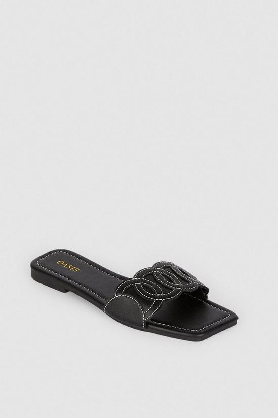 Oasis Embroidered Square Toe Slides 2