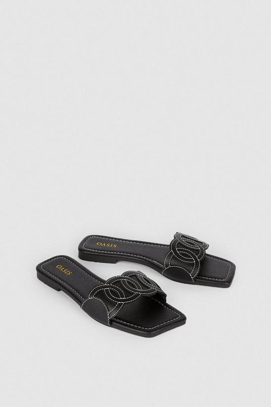 Oasis Embroidered Square Toe Slides 3