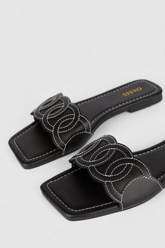 Oasis Embroidered Square Toe Slides 4